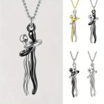 Chic Black Hug Pendant Necklace for Couples