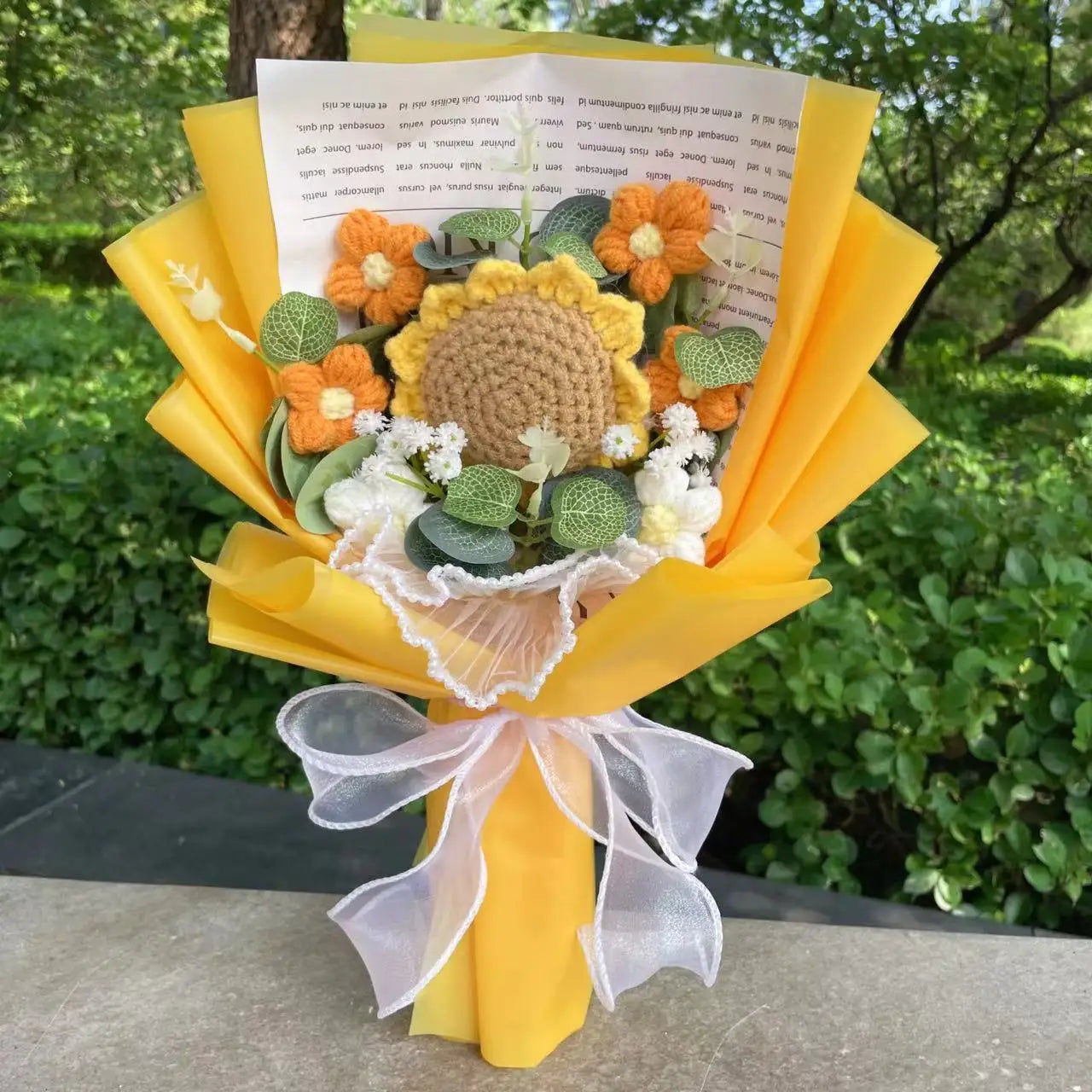 Finished Knitted Flowers Sunflowers Crochet Bouquet - Image 25