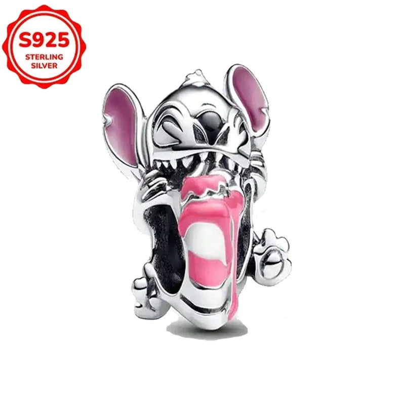 Disney 925 Sterling Silver Beads – Mickey, Stitch, Princess, Cinderella Charms for DIY Bracelets - Image 43