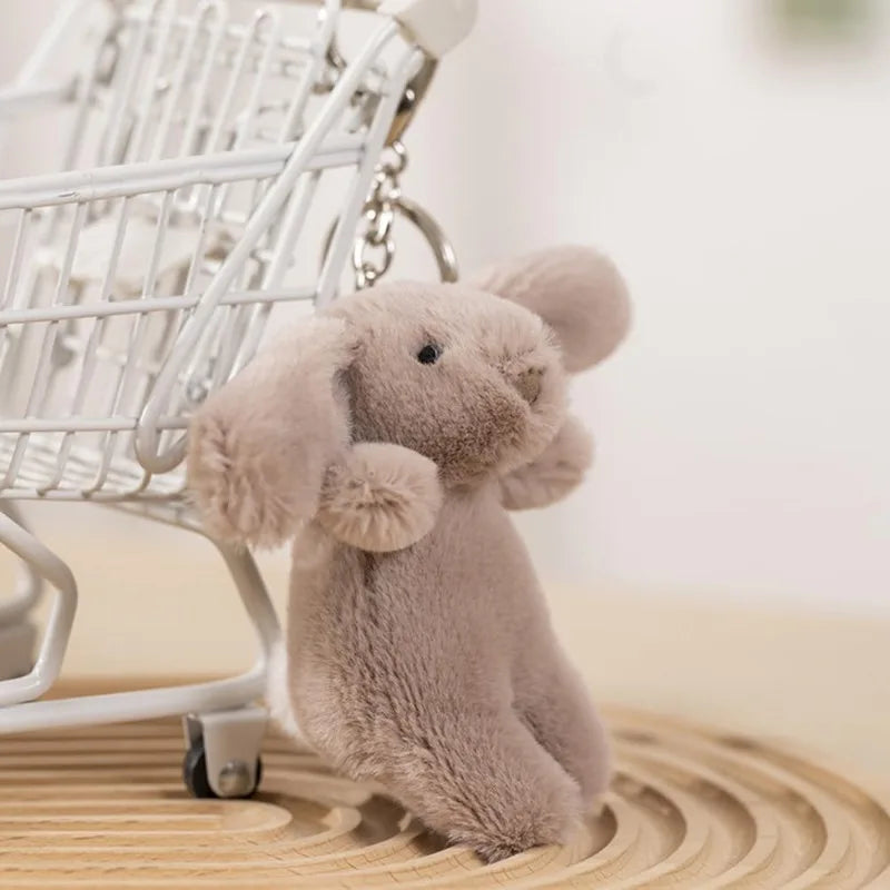 Cute Bunny Plush Keychain – 3.5" Mini Rabbit Bag Charm Pendant for Women (Gray) - Image 3