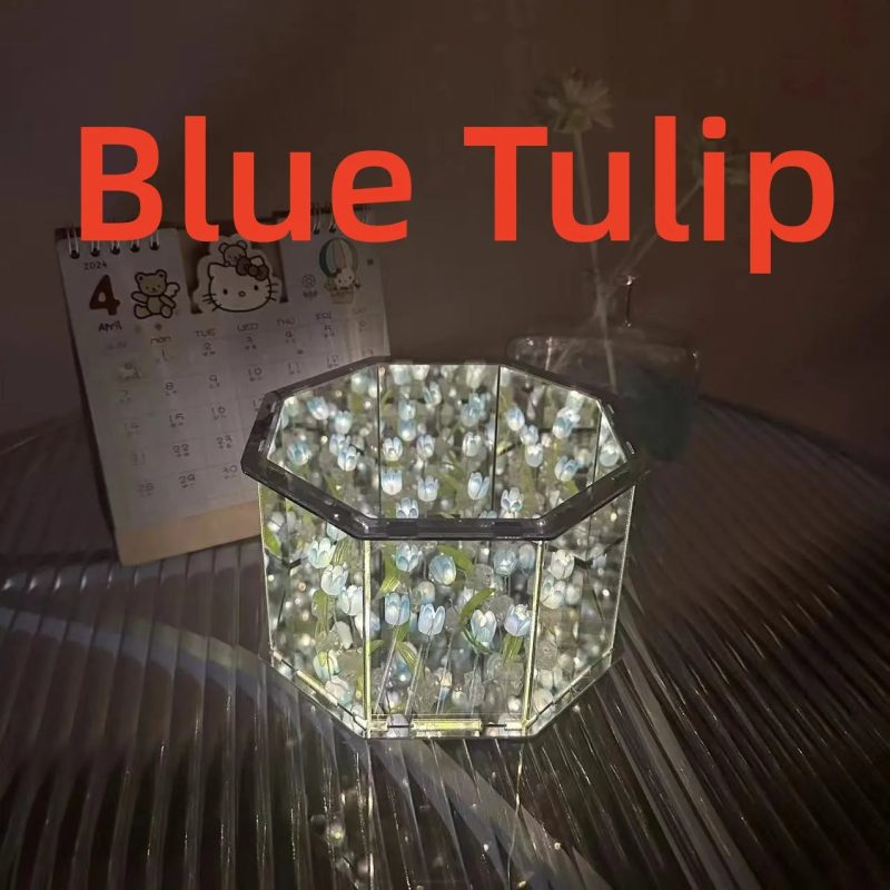DIY Tulip Mirror Cube Lamp – 3D LED Nightlight Craft Kit & Handmade Gift - Image 9