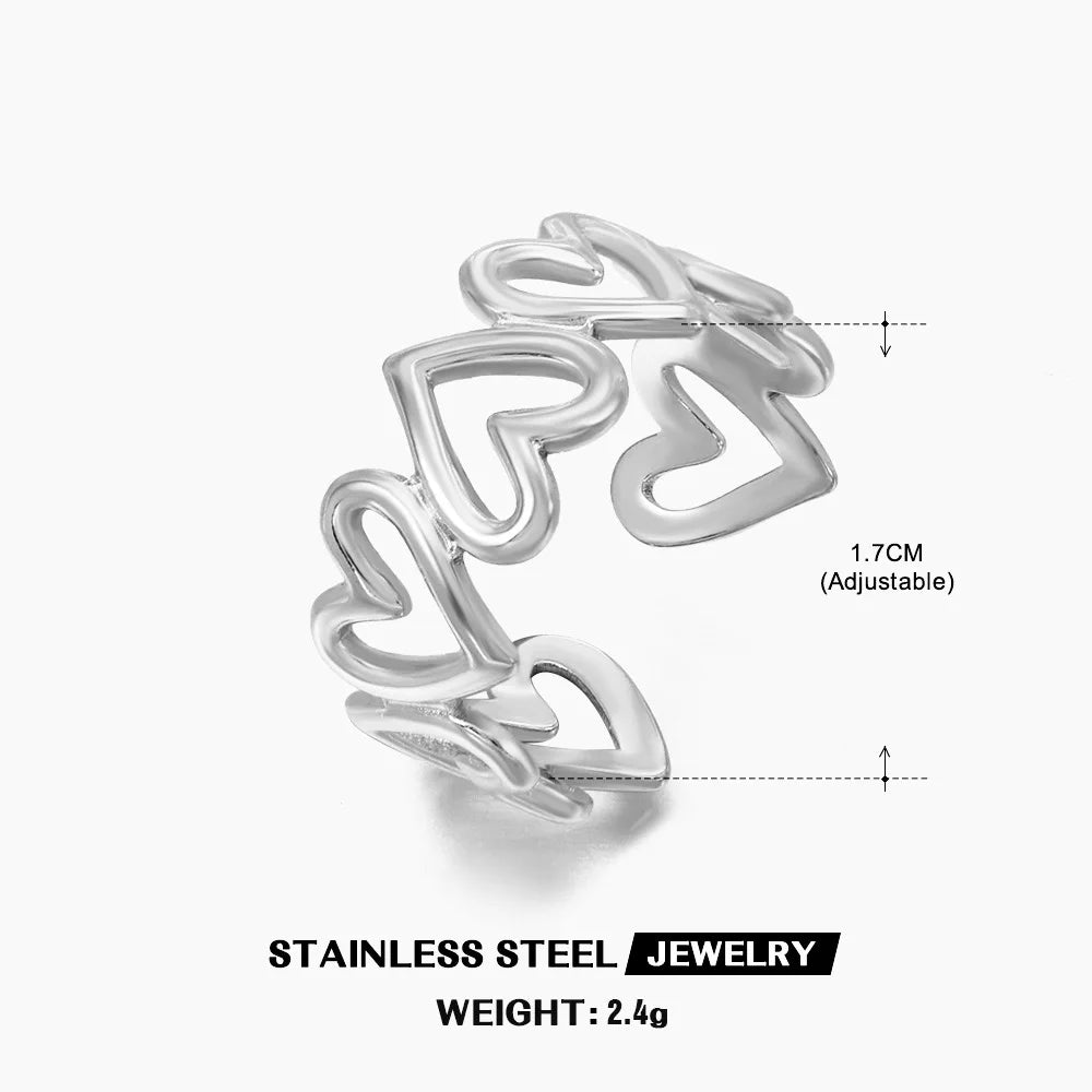 Gold Color Stainless Steel Heart Ring - Image 27