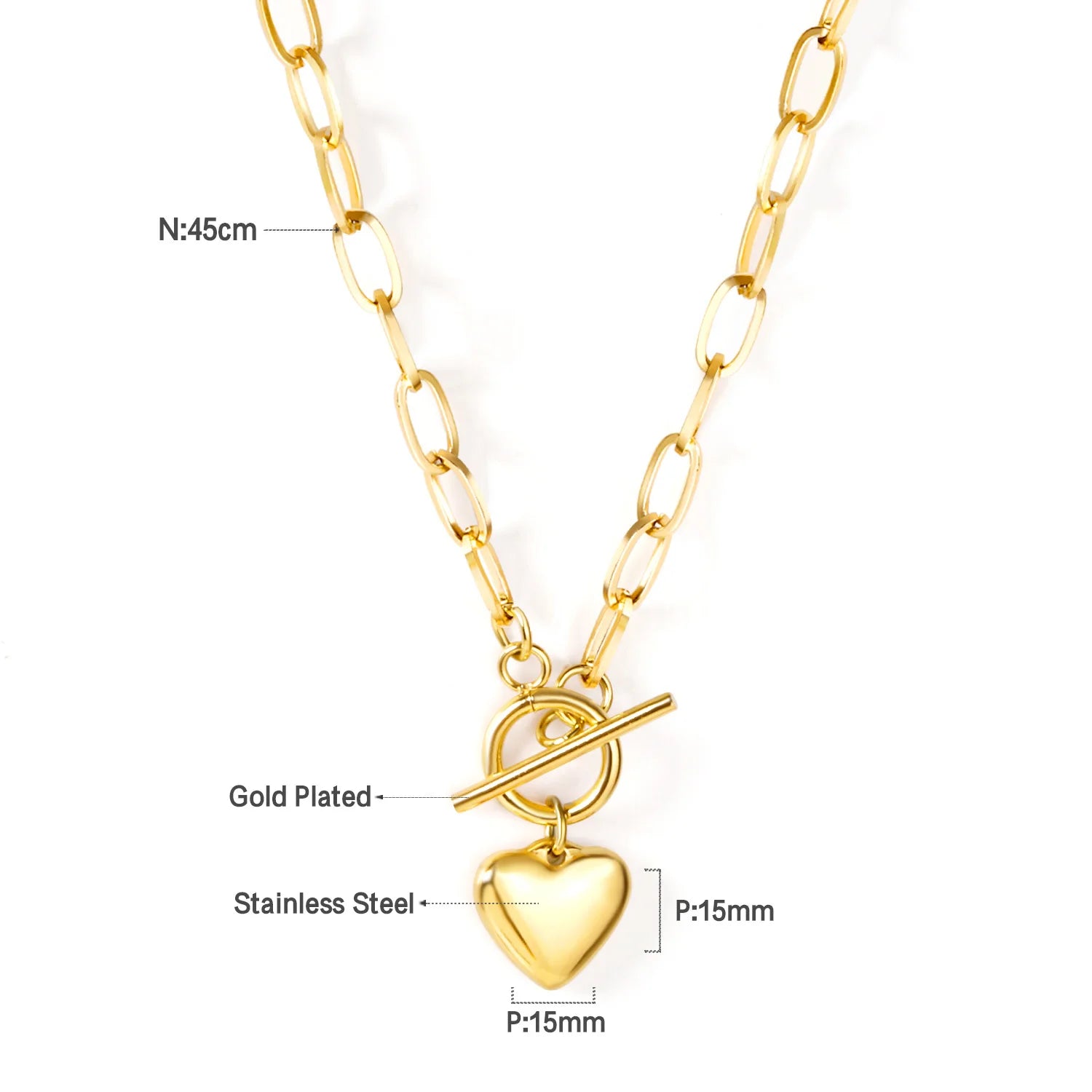 ASONSTEEL Romantic Heart Pendant Necklace – Golden Stainless Steel Choker for Women - Image 16