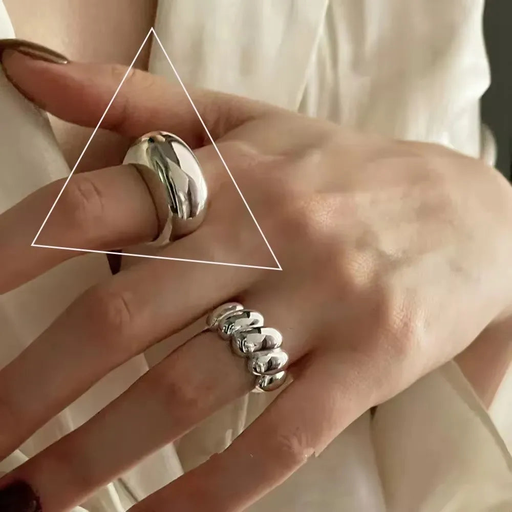 VENTFILLE 925 Sterling Silver Wave Ring – Irregular Golden Stackable Adjustable Ring for Women - Image 51