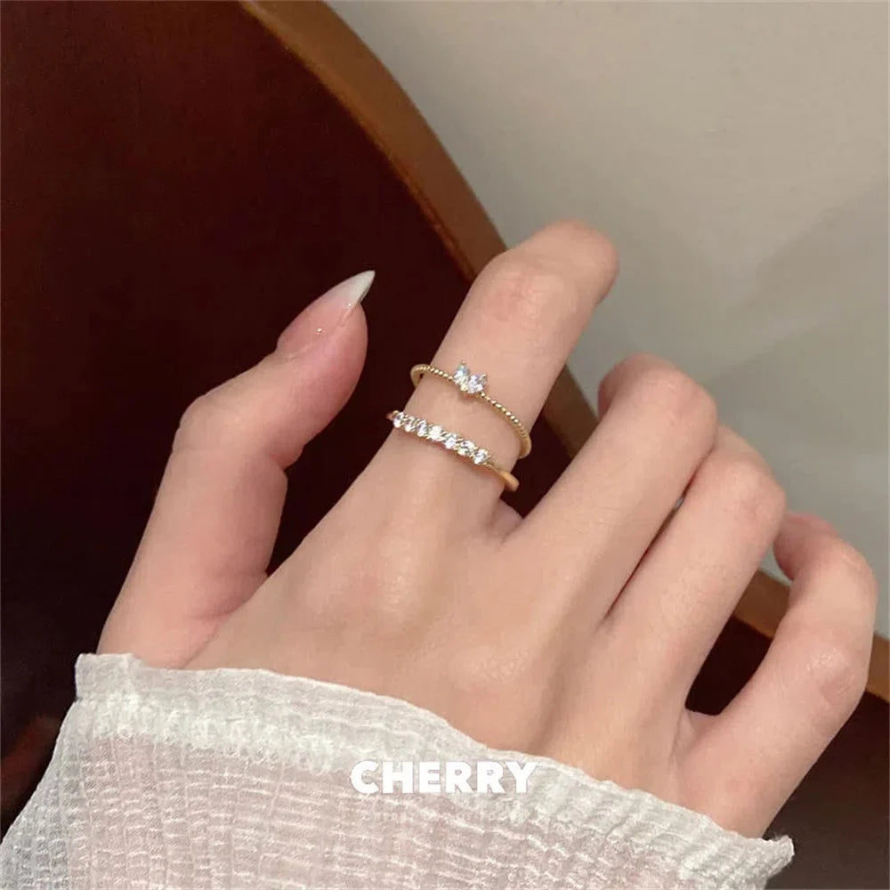 Aesthetic Elegant Dainty Crystal Heart Rings - Image 3