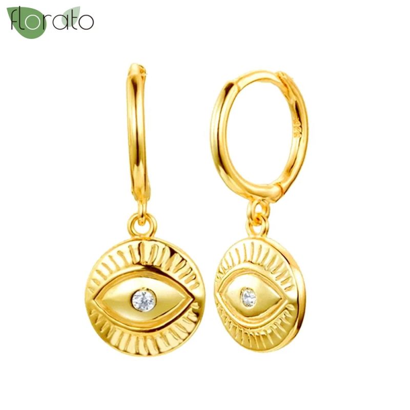 925 Sterling Silver Needle Vintage Gold Hoop Earrings – Evil Eye Pendant Jewelry for Women - Image 31