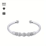 S925 Silver Moissanite Open Bangle – Elegant Jewelry Gift for Her