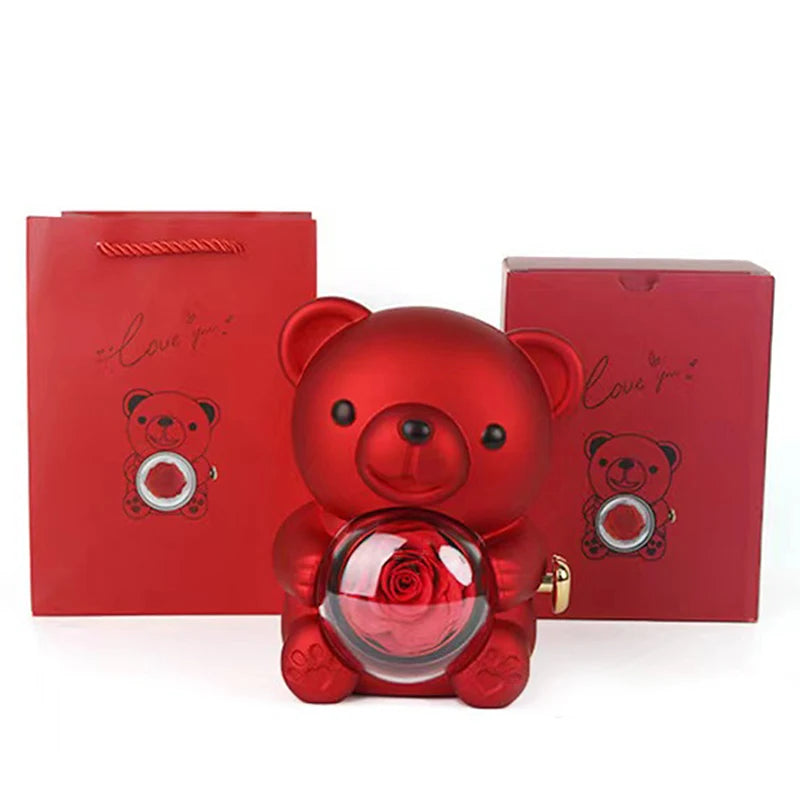 Custom Text Double Heart Eternal Necklace – With Luxury Bear & Rose Gift Box - Image 6