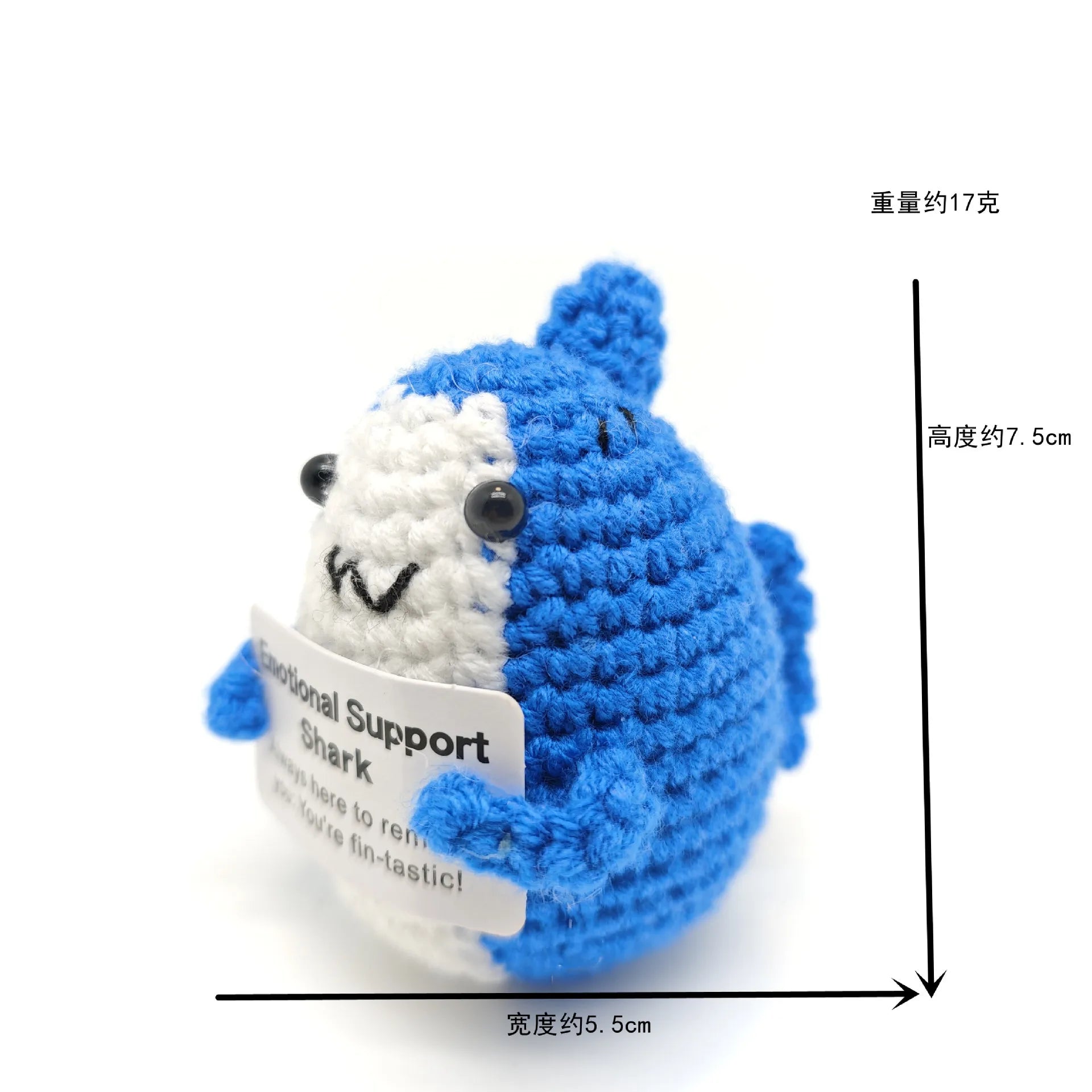 Funny Crochet Positive Energy Shark Doll – Emotional Support & Cute Knitted Woolen Bee Decor - Image 25