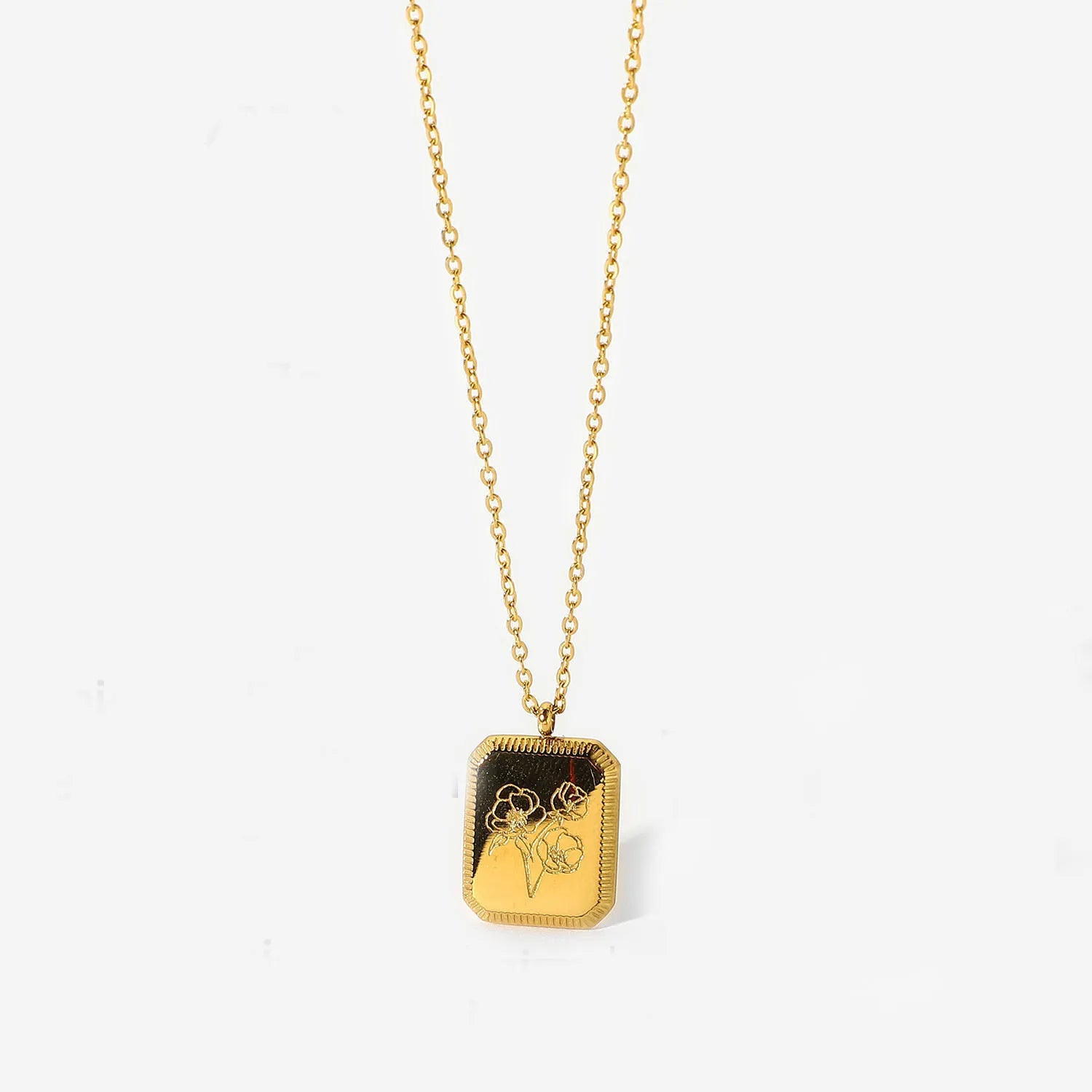 Birth Month Flower Necklace – Gold Plated Stainless Steel Pendant for Women - Image 10