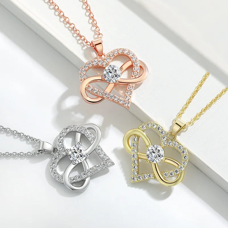 Luxury Infinity Love Heart Zircon Pendant Necklace – Romantic Gift for Her (2025 New) - Image 2