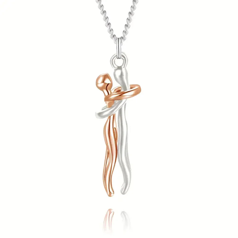 Chic Black Hug Pendant Necklace for Couples - Image 8