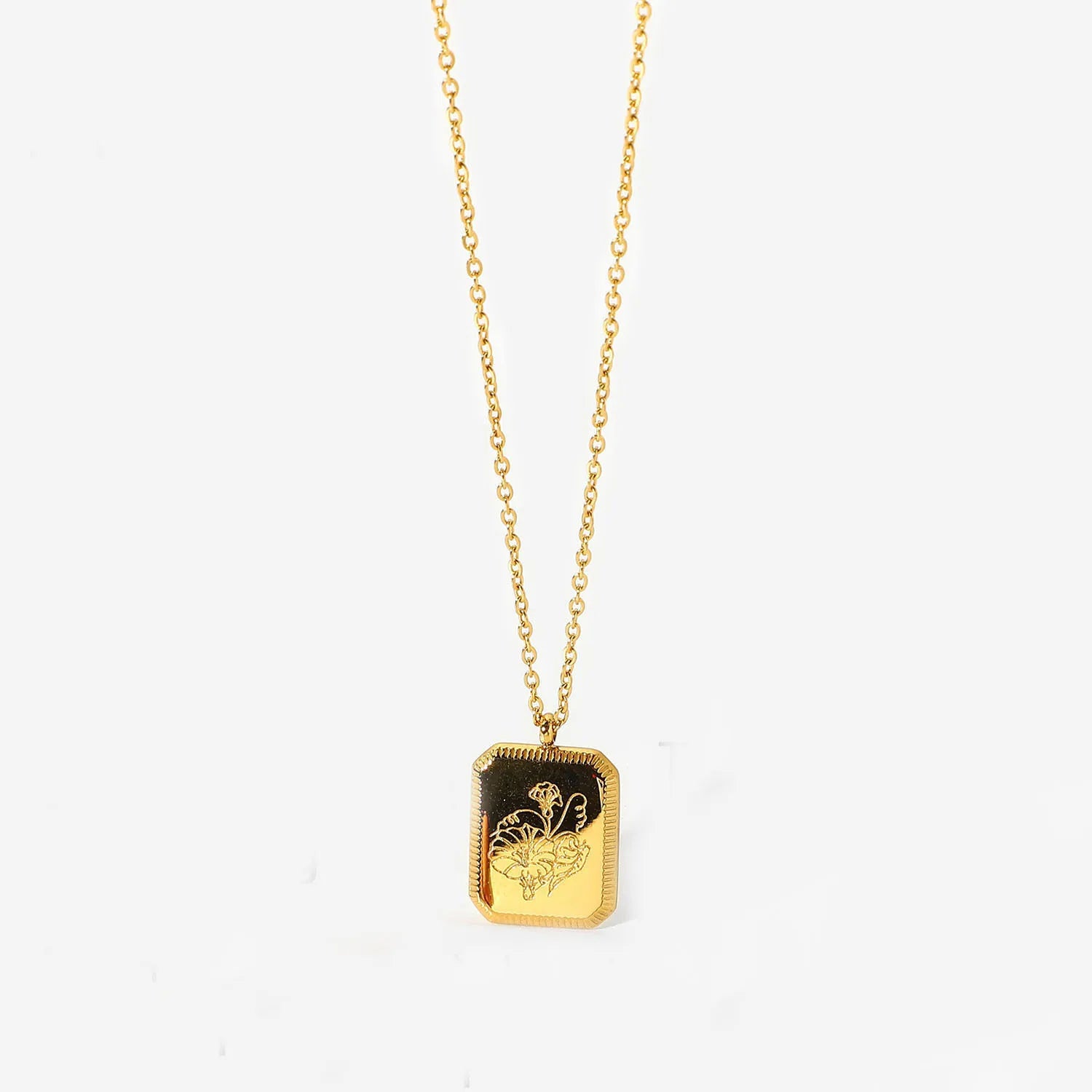 Birth Month Flower Necklace – Gold Plated Stainless Steel Pendant for Women - Image 16