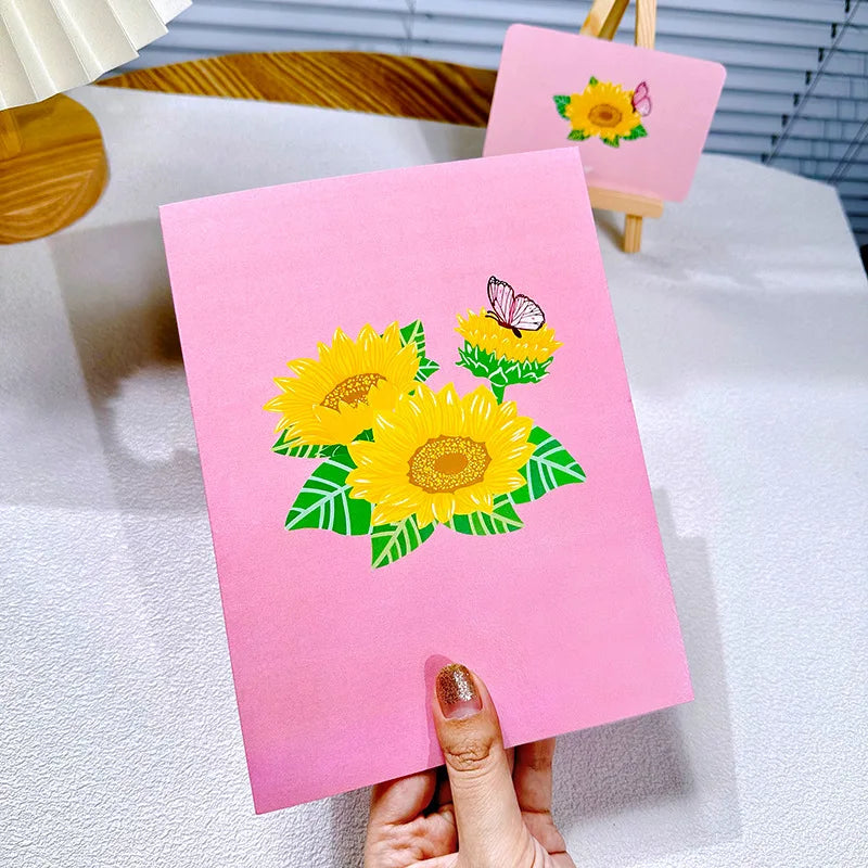 Birthday Card – Ins Wind Butterfly Dance Sunflower Premium 3D - Image 3