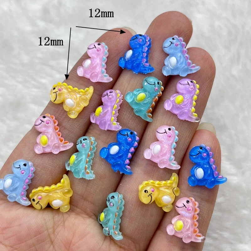 50Pcs Cute 12mm Mini Cartoon Dinosaur Resin Flatbacks – DIY Jewelry, Manicure & Hair Accessories - Image 13