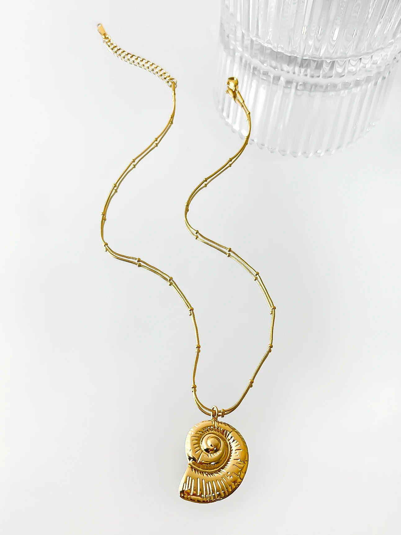 Minimalist Starfish Stripe Conch Scallop Shaped Pendant Necklace - Image 7
