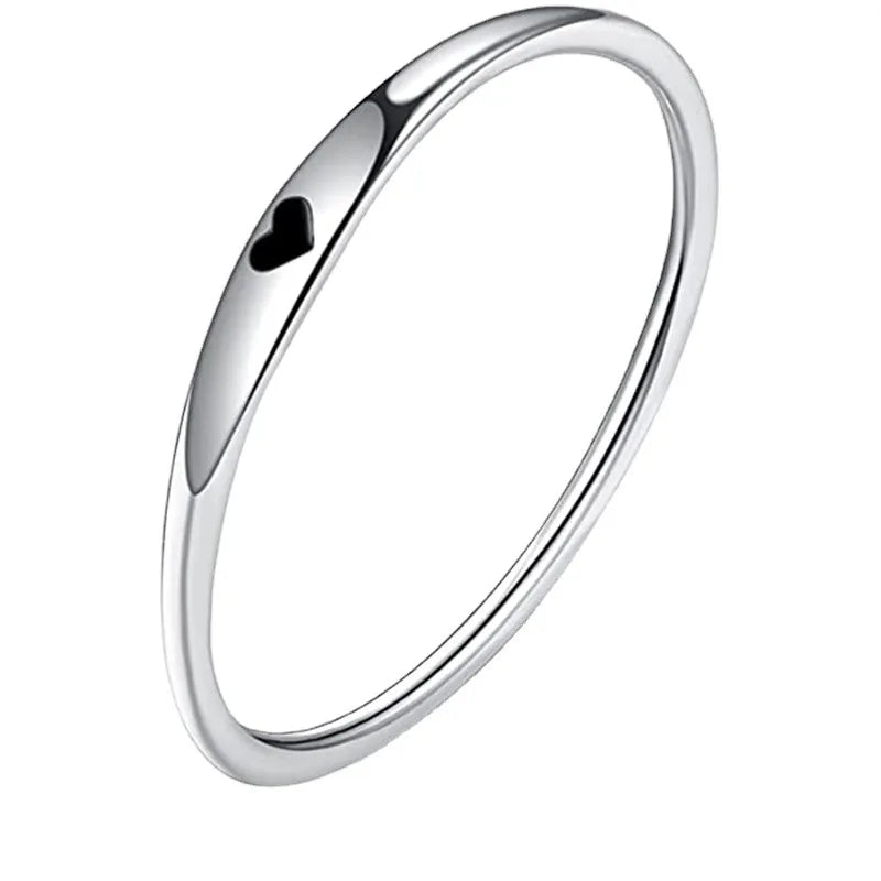 925 Sterling Silver Carved Heart Ring – Stackable Wedding & Promise Band for Her - Image 4