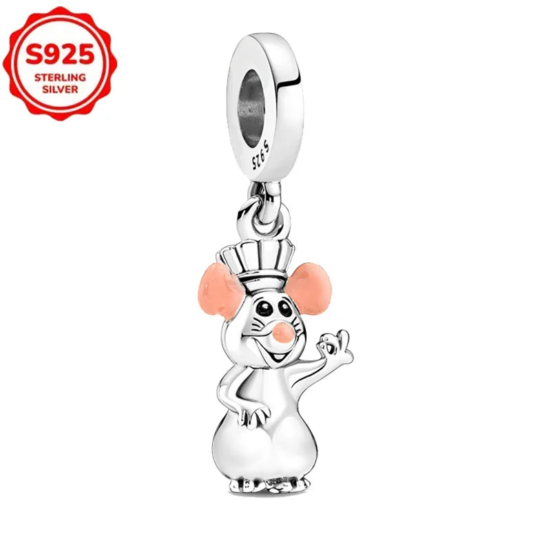Disney 925 Sterling Silver Beads – Mickey, Stitch, Princess, Cinderella Charms for DIY Bracelets - Image 52