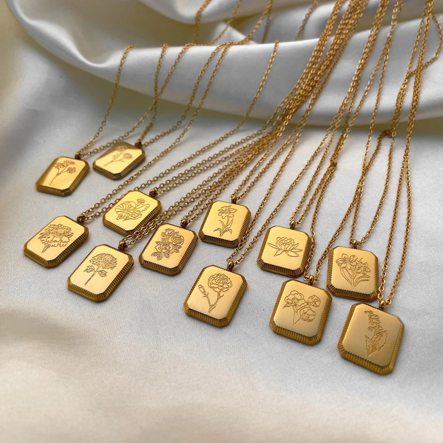 Birth Month Flower Necklace – Gold Plated Stainless Steel Pendant for Women - Image 2