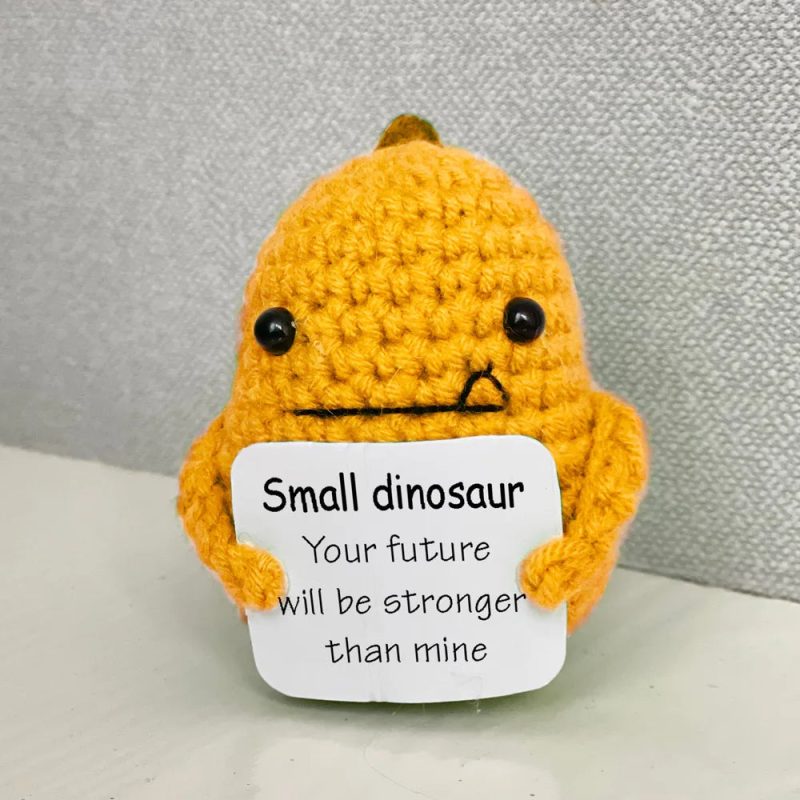 Funny Crochet Positive Energy Shark Doll with Card – Handmade Knitted Flower Bee Ornament - Image 10