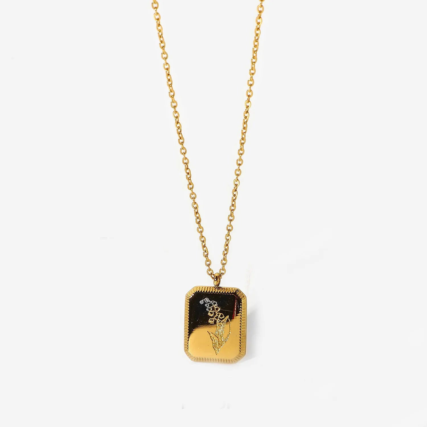 Birth Month Flower Necklace – Gold Plated Stainless Steel Pendant for Women - Image 15