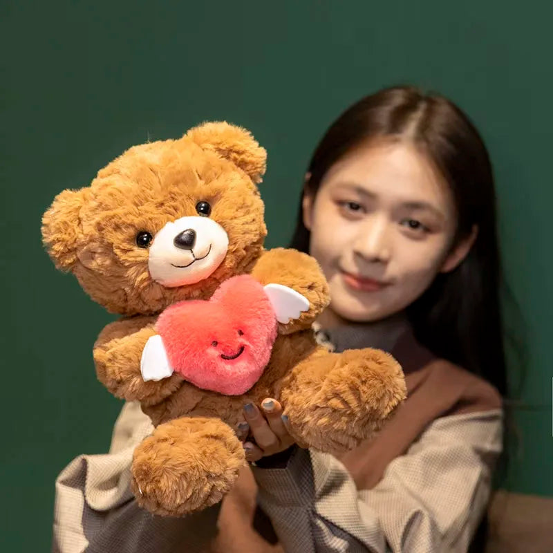 25cm Cute Angel Holding Heart Little Bear Plush Doll – Romantic Valentine’s Day Gift - Image 3