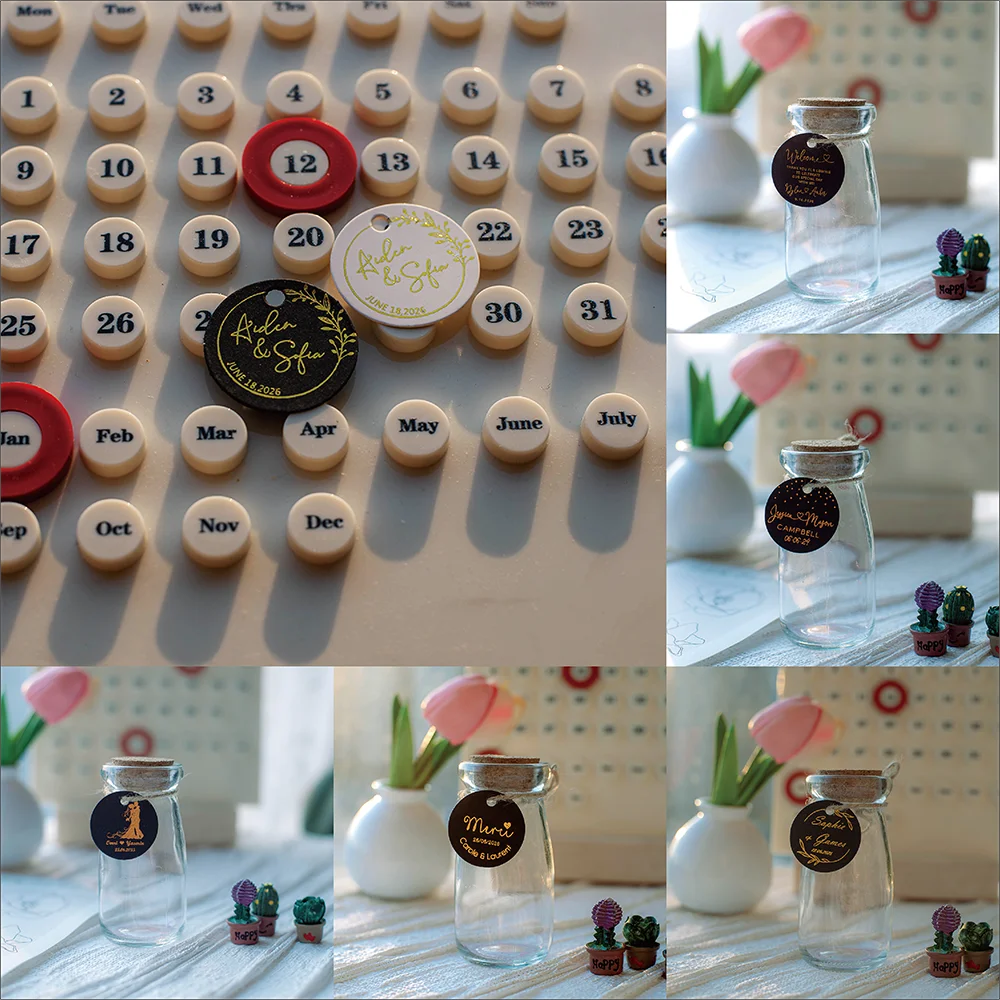 YY-35mm Circular Paper Label – Personalized Custom Tags with Golden Text - Image 2