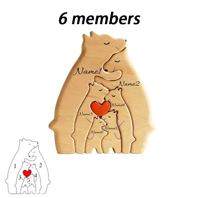 Art Wooden Bear Family Puzzle – Personalized Name Home Decor Gift - Image 10