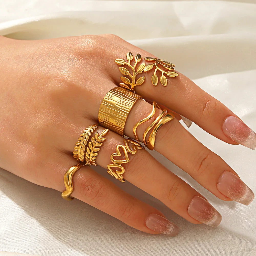 Gold Color Stainless Steel Heart Ring - Image 2