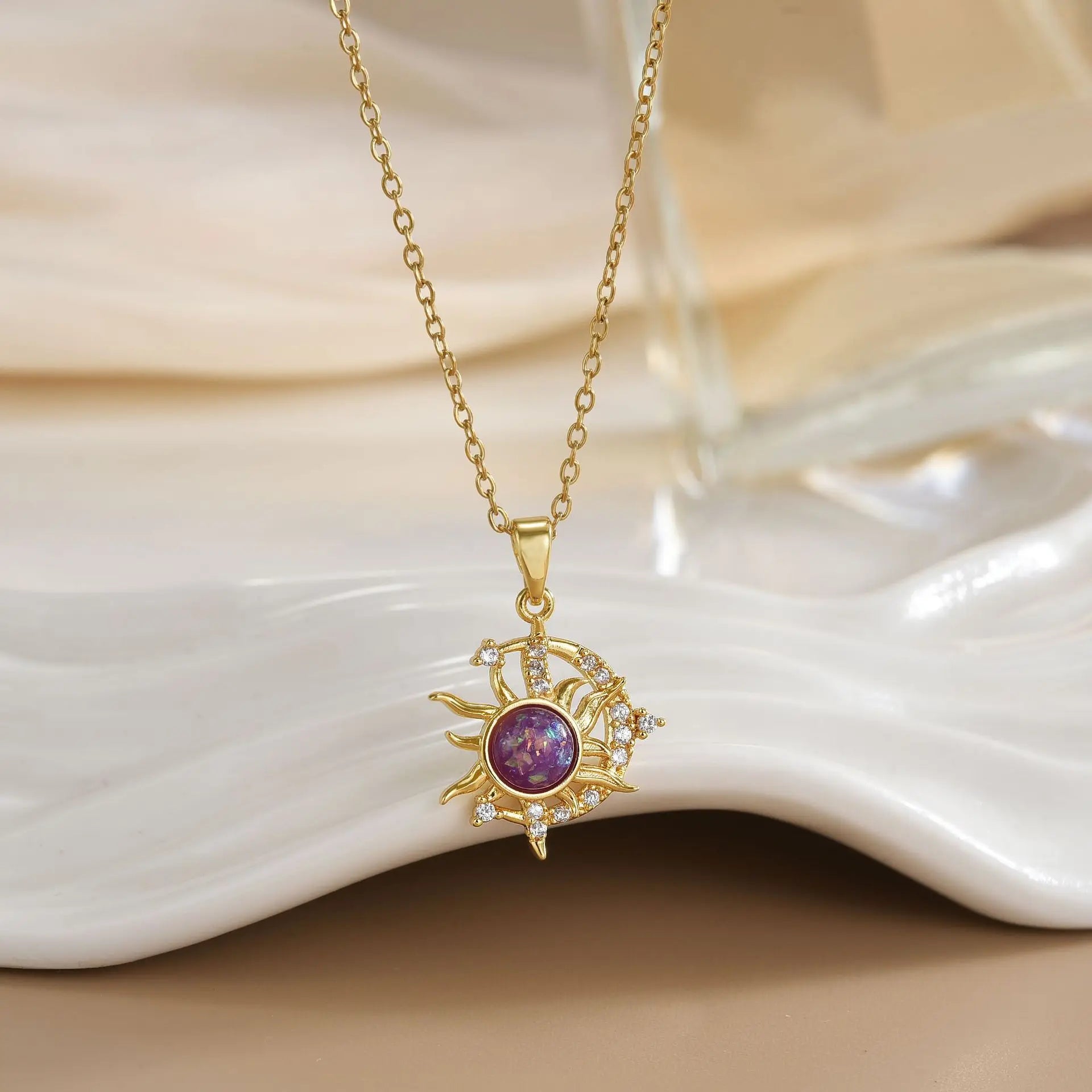 Rapunzel Sun Necklace – Gold-Plated Sun & Moon Pendant with Stainless Steel Chain - Image 8