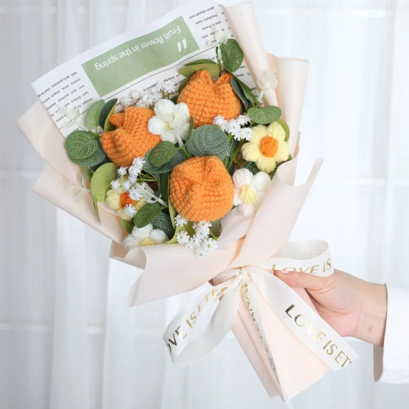 Finished Knitted Flowers Sunflowers Crochet Bouquet - Image 32