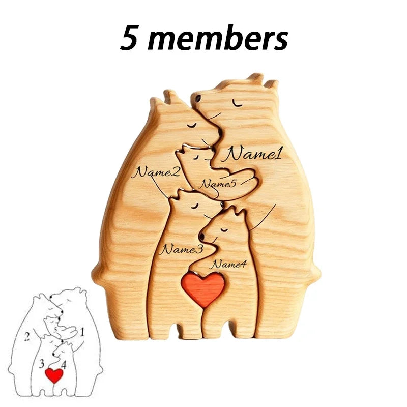 Art Wooden Bear Family Puzzle – Personalized Name Home Decor Gift - Image 9