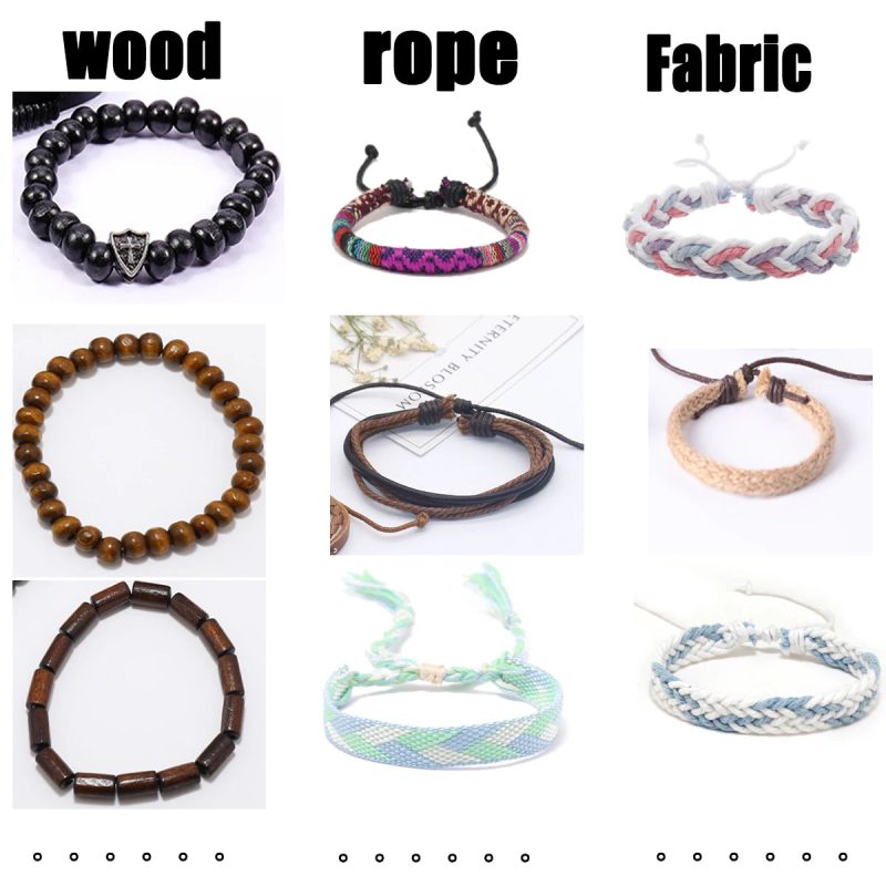 Random Style Webbing, Rope & Leather Bracelets - Image 4