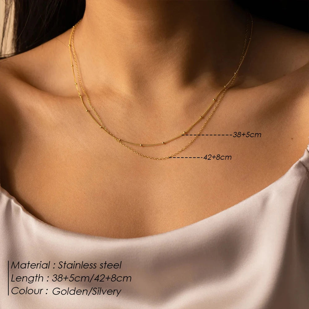 eManco Pre-Heated Stainless Steel Chain Necklace – Metallic Texture Gift for Her - Image 2