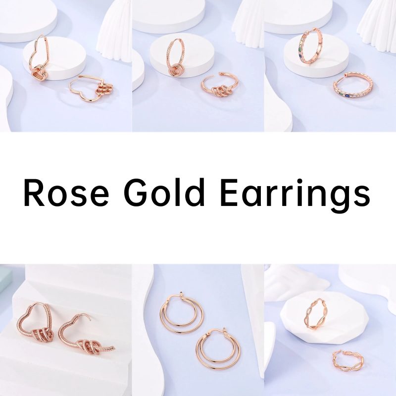 Rose Gold Star & Moon Hoop Earrings – 925 Sterling Silver Dangle Jewelry for Women - Image 3