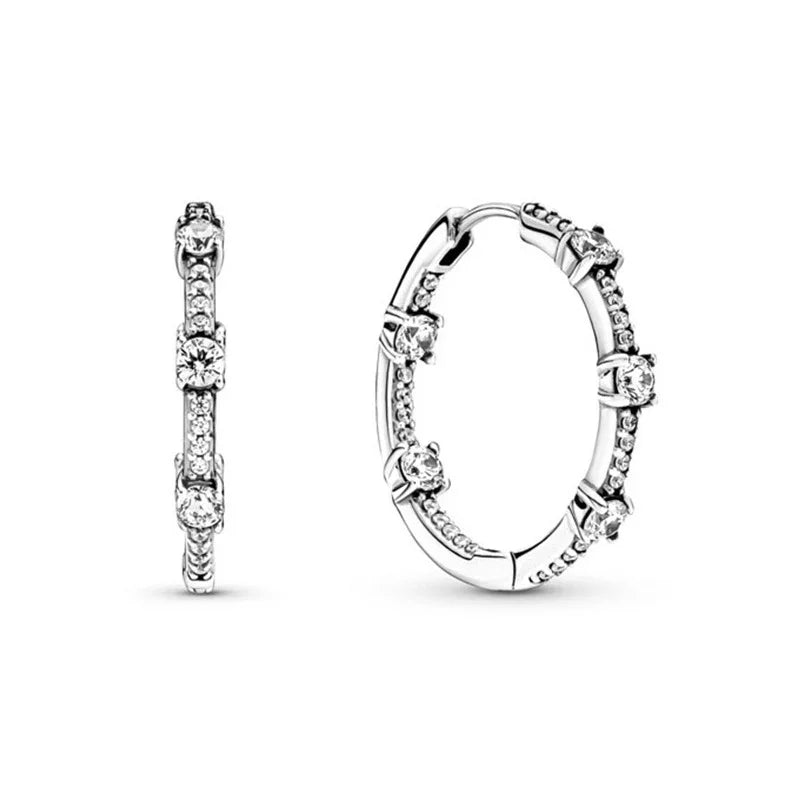 Luxury Original 925 Sterling Silver Chunky Hoop Earrings – Big Heart Circle Zircon Design - Image 41