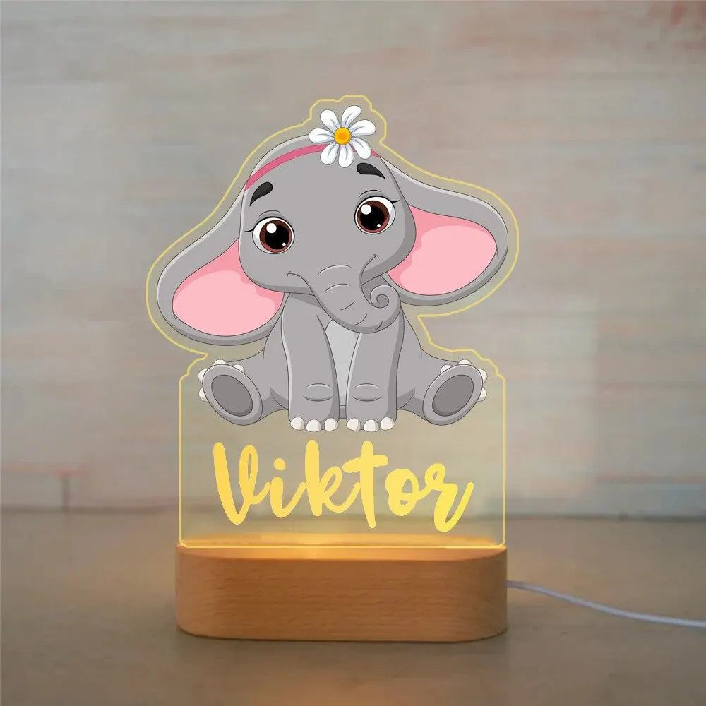Personalized Animal Night Light – Custom Name Acrylic Lamp for Kids & Baby Room Décor - Image 36