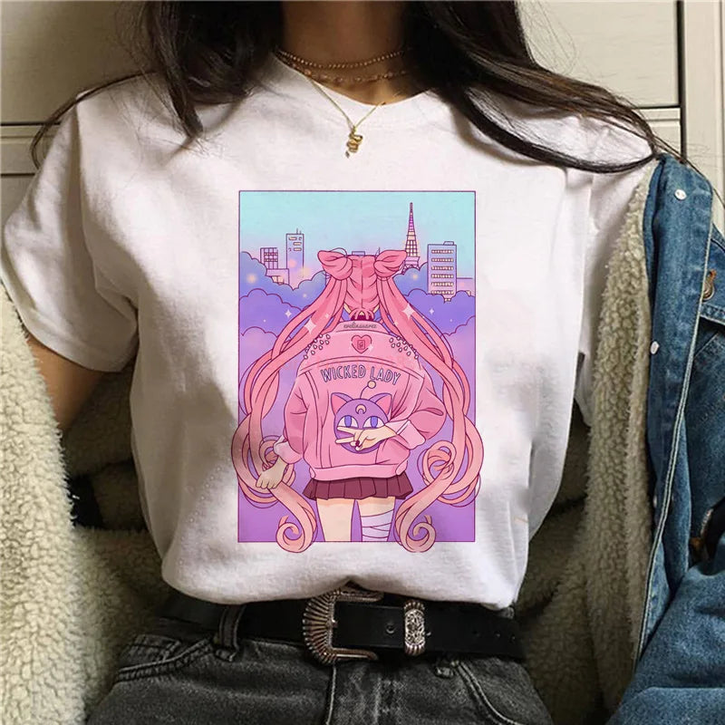 Sailor Moon Women’s T-Shirt – Personalized Print, Large-Size Short Sleeve Tee for Girls & Birthday Gifts - Image 4
