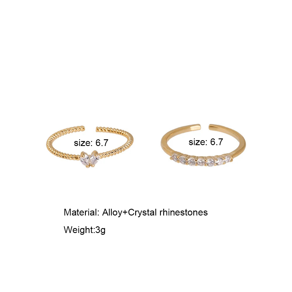 Aesthetic Elegant Dainty Crystal Heart Rings - Image 6
