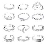 12Pcs Adjustable Foot Ring Set – Rose Gold/Silver/Gold Open Toe Rings for Women