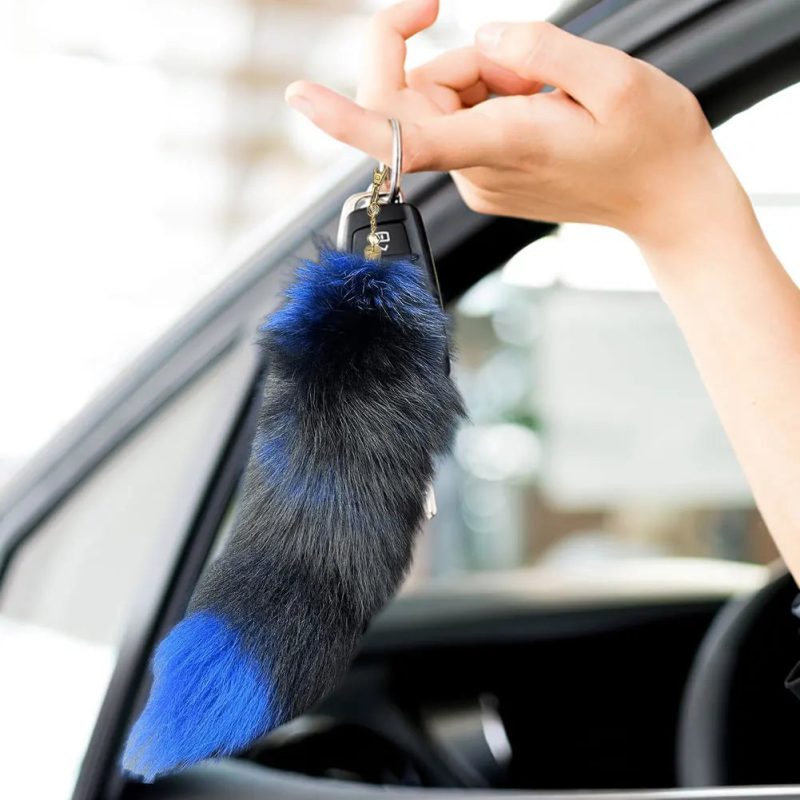 Huge Fluffy Faux Fur Fox Tail Keychain – Therian Tail Pendant Gift for Women & Girls - Image 2