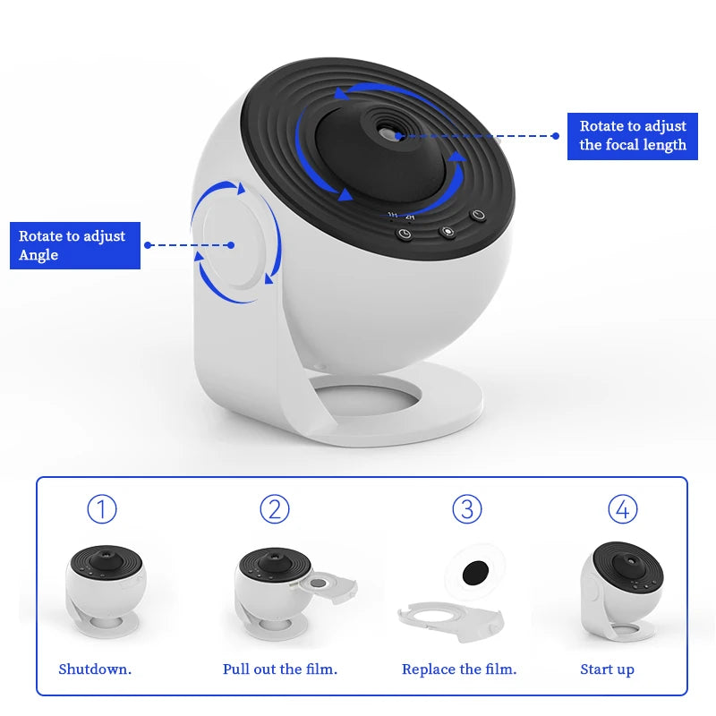 Night Light Galaxy Projector – 360° Rotating Starry Sky Planetarium Lamp - Image 6
