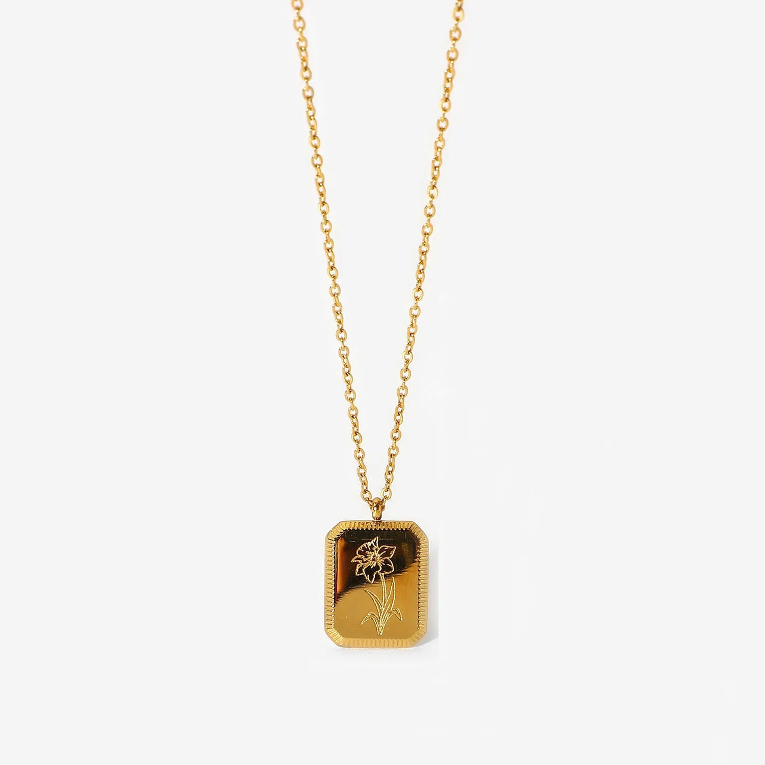Birth Month Flower Necklace – Gold Plated Stainless Steel Pendant for Women - Image 18