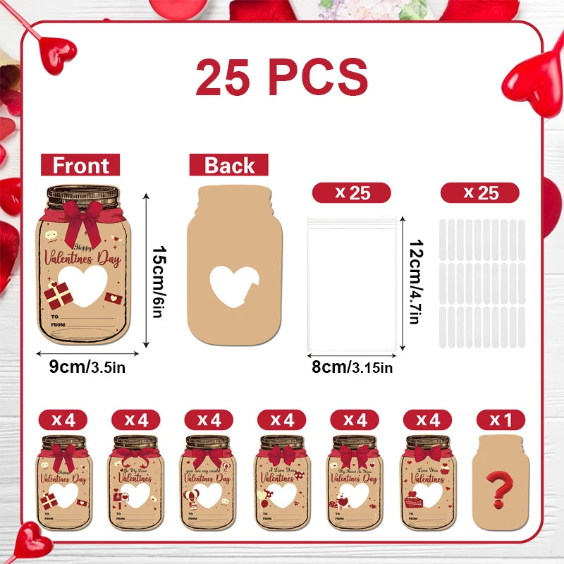 25pcs Valentine’s Day Greeting Cards – Romantic Handmade Postcards with 6 Designs - Image 8