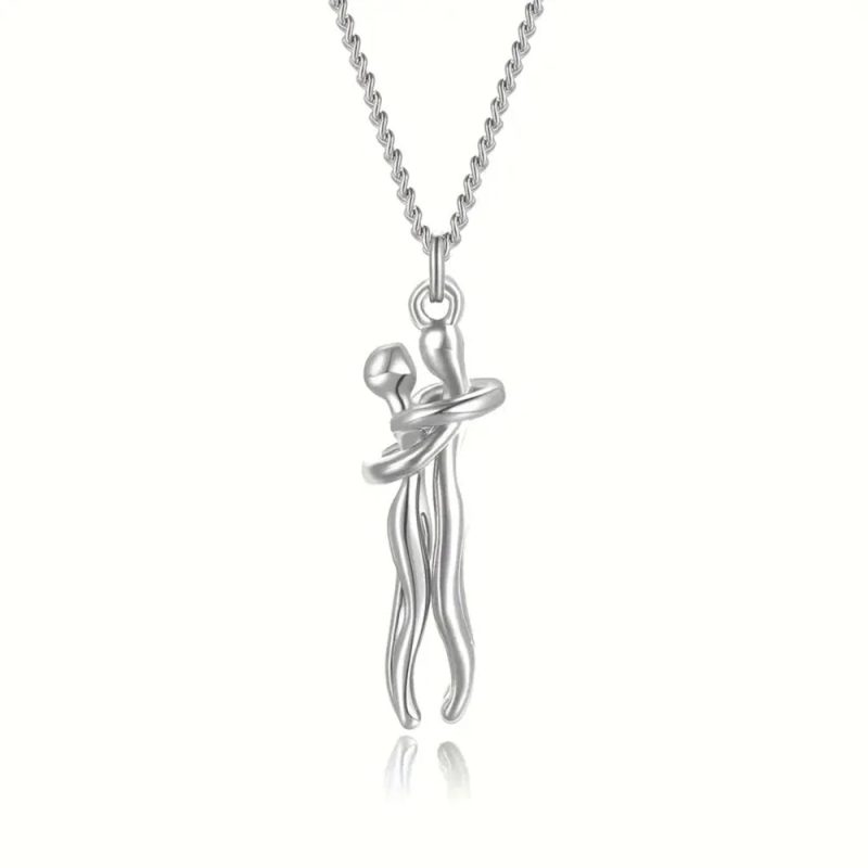 Chic Black Hug Pendant Necklace for Couples - Image 10