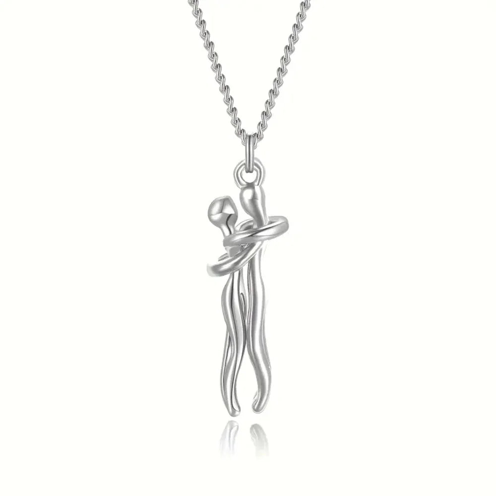 Chic Black Hug Pendant Necklace for Couples - Image 10