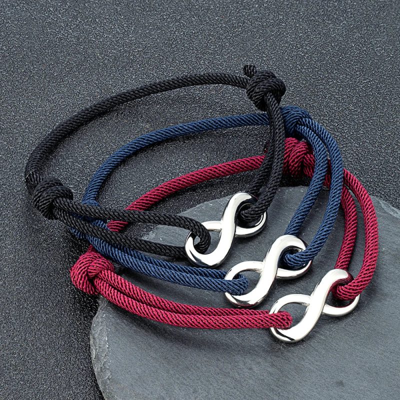 MKENDN Minimalist Infinity Bracelet – Stainless Steel Adjustable Rope Bracelet for Couples & Friends - Image 4
