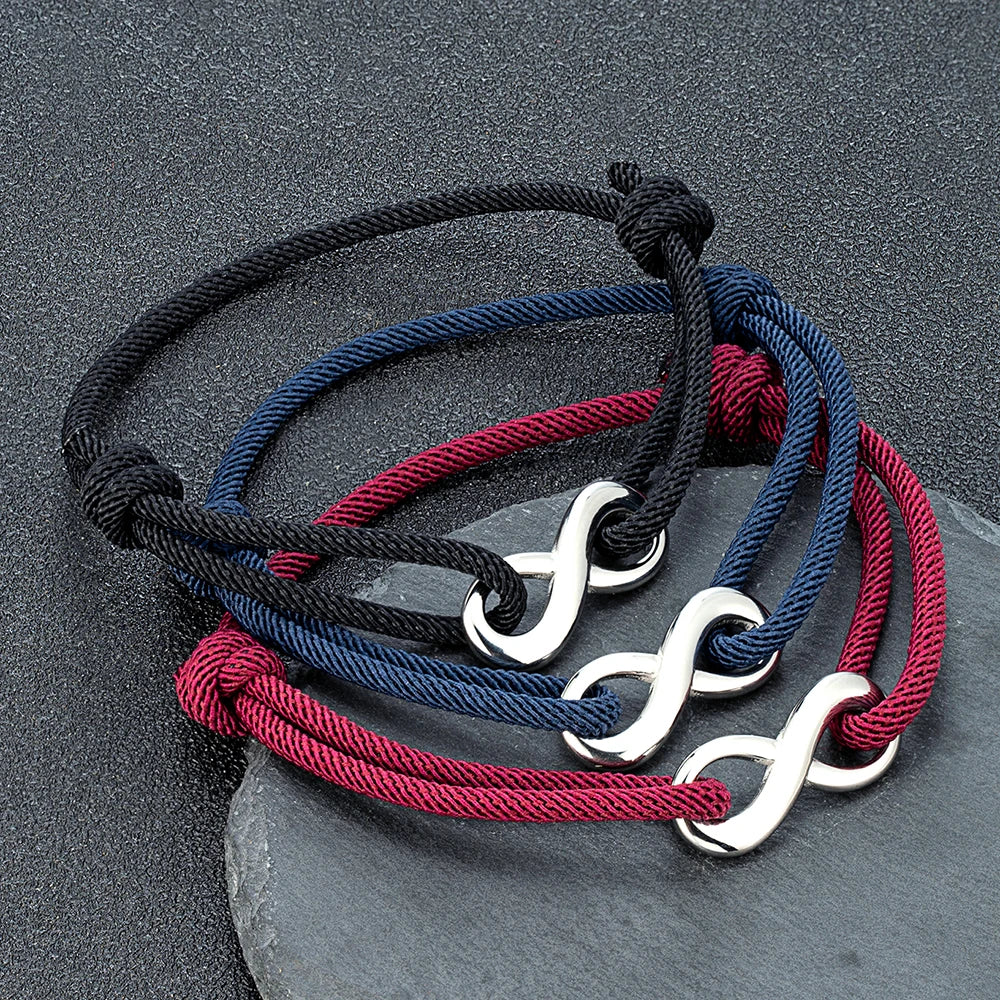 MKENDN Minimalist Infinity Bracelet – Stainless Steel Adjustable Rope Bracelet for Couples & Friends - Image 4