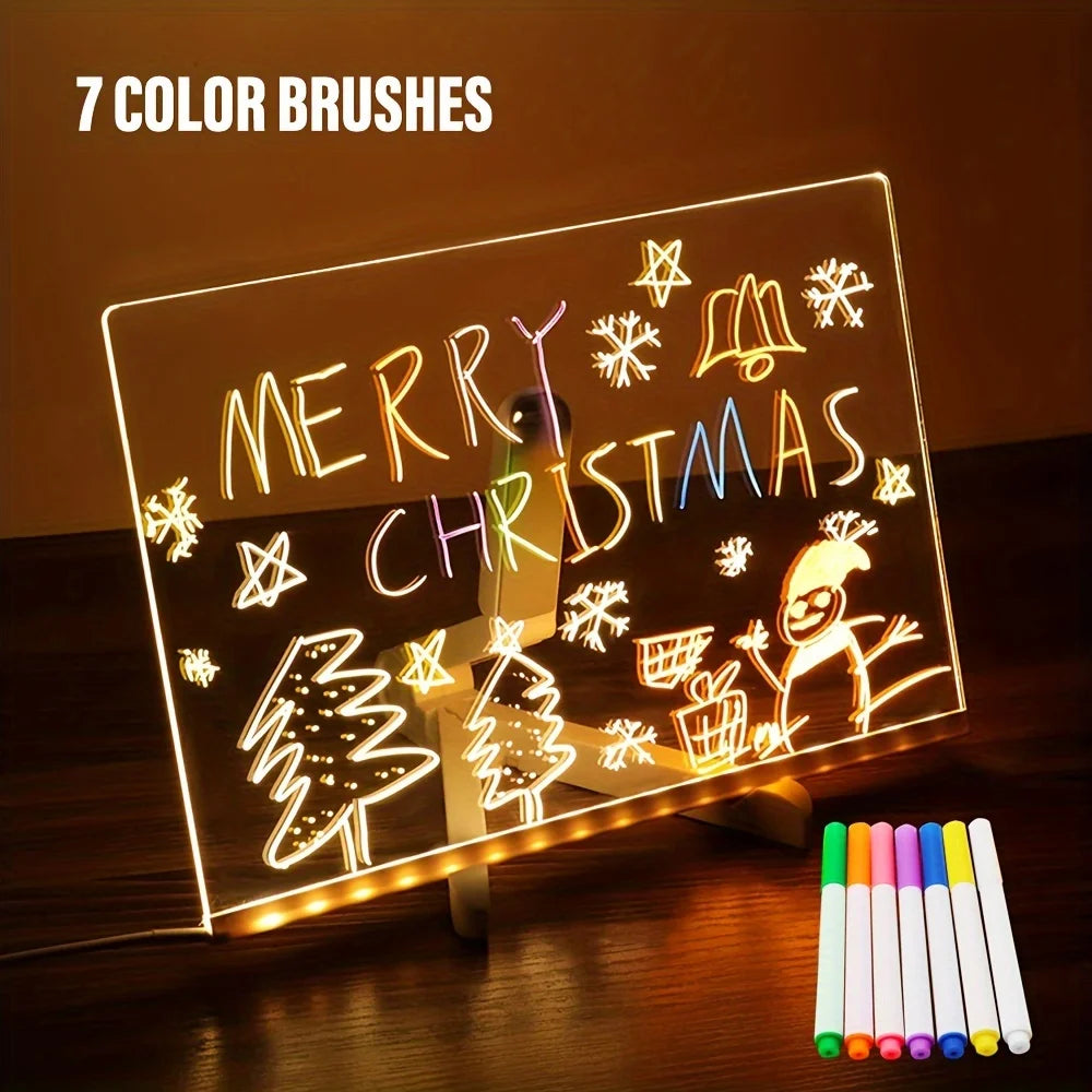 LED Note Board Night Light – DIY Acrylic Message Board with 7 Colorful Pens for Kids - Image 6