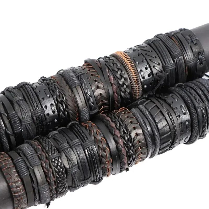 Random Style Webbing, Rope & Leather Bracelets - Image 6